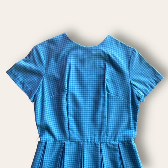 Vintage Checkered Fit and flare short sleeve Pleated Dress Size Small - Picture 5 of 6